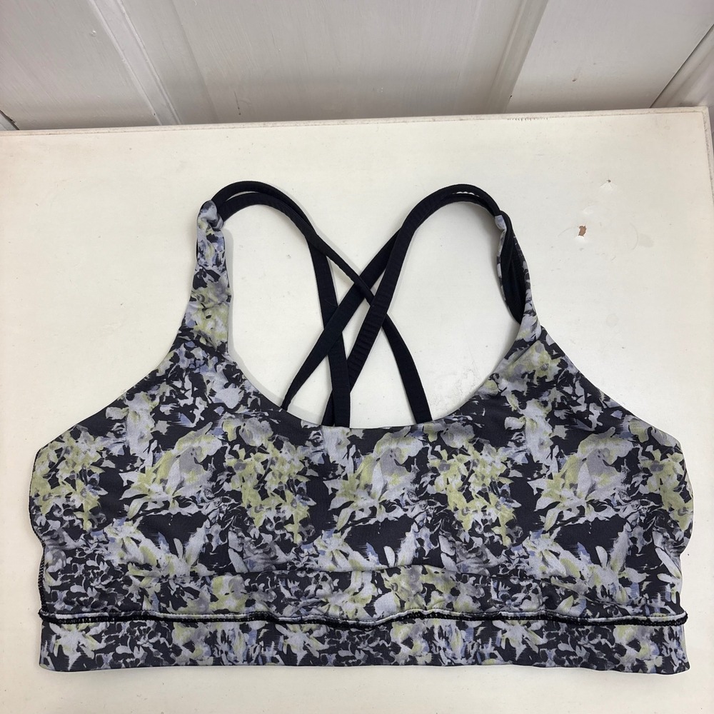 Lululemon Free To Be Wild Sports Bra 12 Floral Strappy Back Yoga Gym No Pads